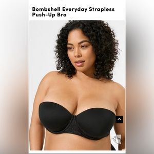 Black bombshell strapless push up bra